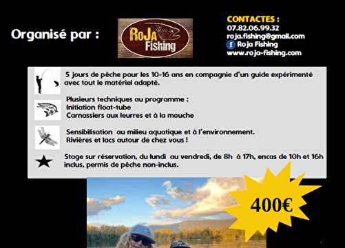 Stage de pêche ados avec Roja Fishing Du 21 au 25 oct 2024