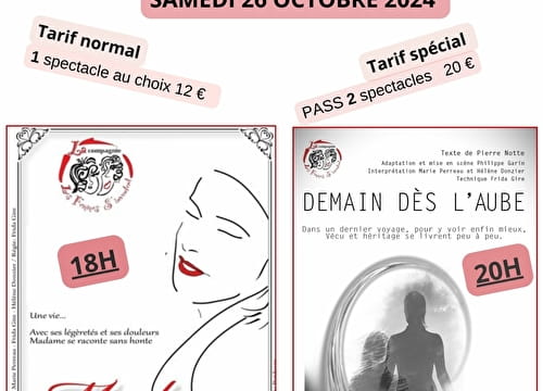 Soirée Théâtre "Madame" et "Demain dès... Le 26 oct 2024